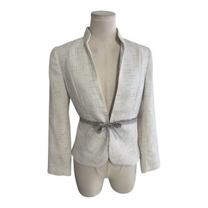 SPORTMAX Max Mara Cream Blazer Gray Ribbon Belt 34 XS S 2 Work Business Luxury